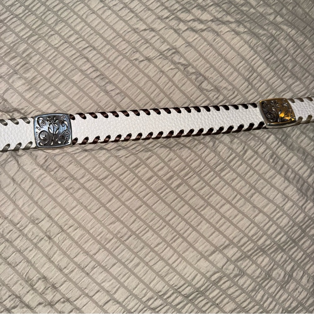 Brighton White Leather Belt xl - Picture 5 of 8